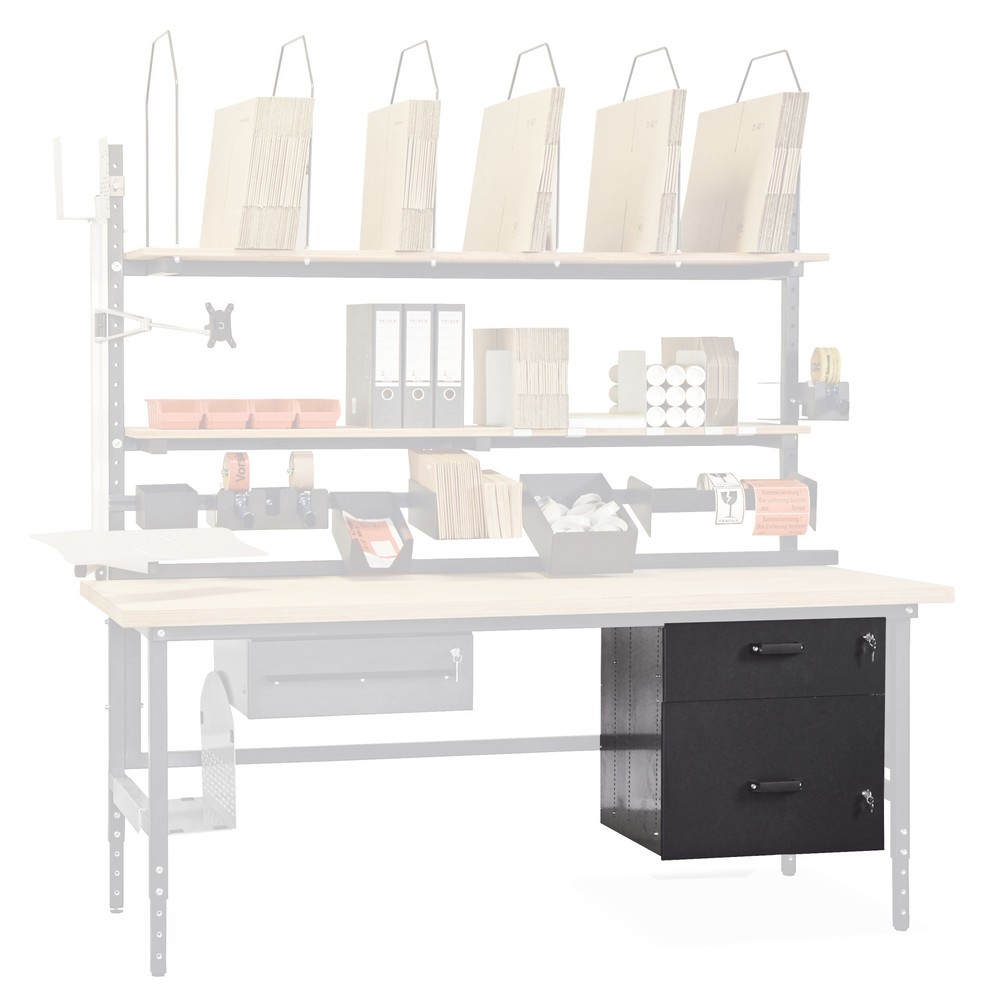 Illustration du produit: Double tiroir pour table d'emballage, divisé en 1/3, 2/3, anthracite