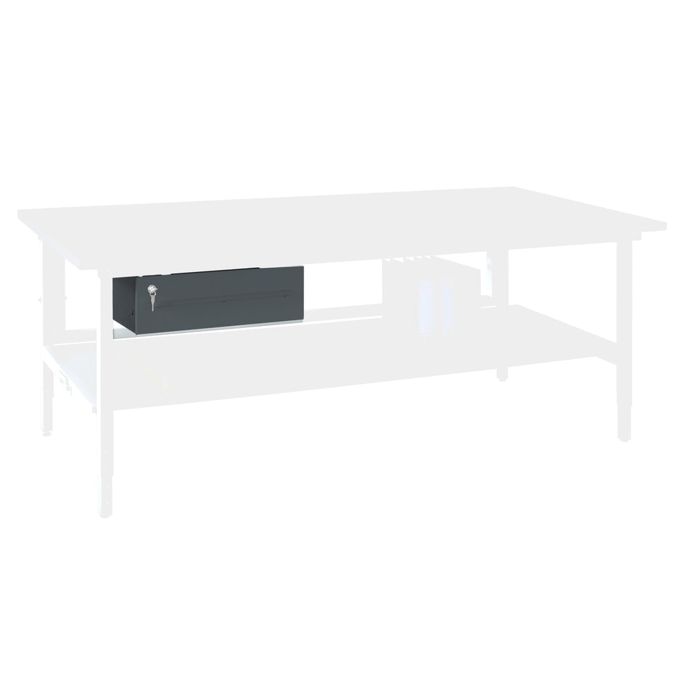 Tiroir, verrouillable, pour table d'emballage, HxlxP 160 x 490 x 450 mm, anthracite Illustration du produit: Tiroir, verrouillable, pour table d'emballage, HxlxP 160 x 490 x 450 mm, anthracite