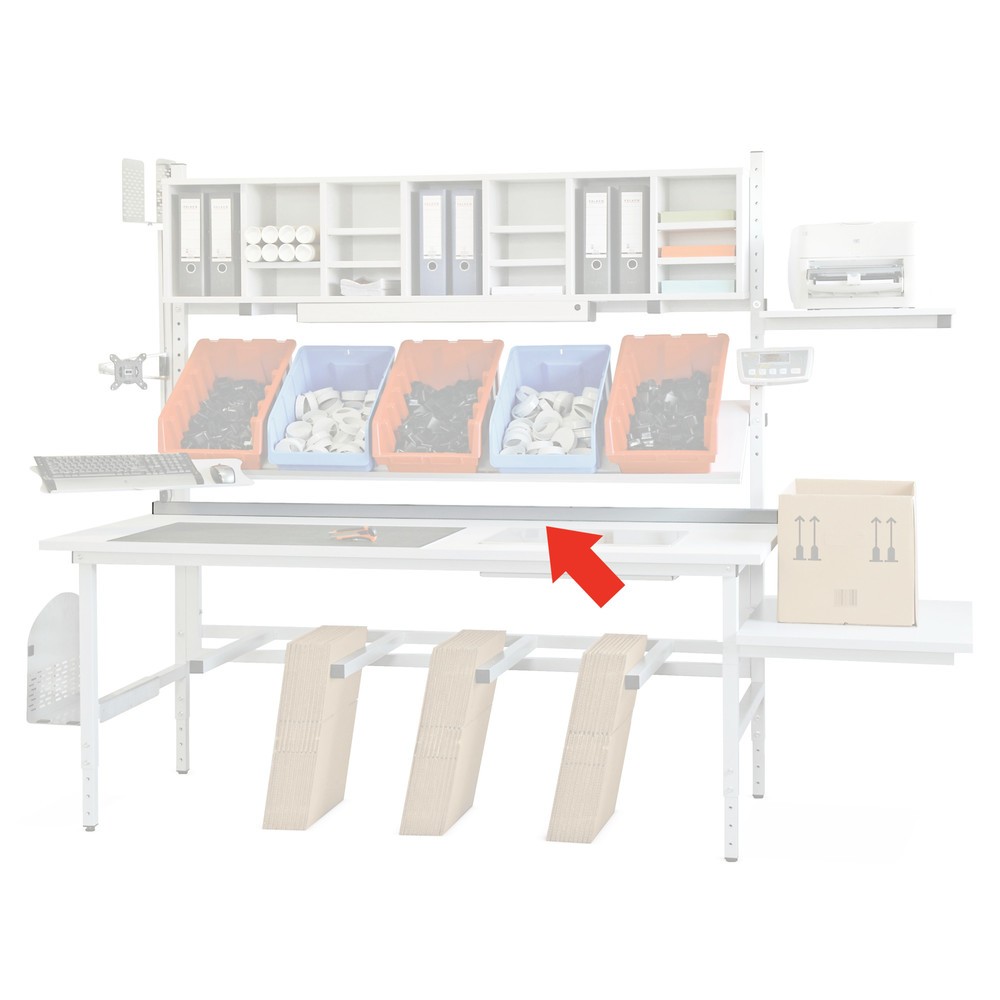 Produktabbildung: Tischbegrenzung für Packtisch, Breite 2.000 mm, lichtgrau