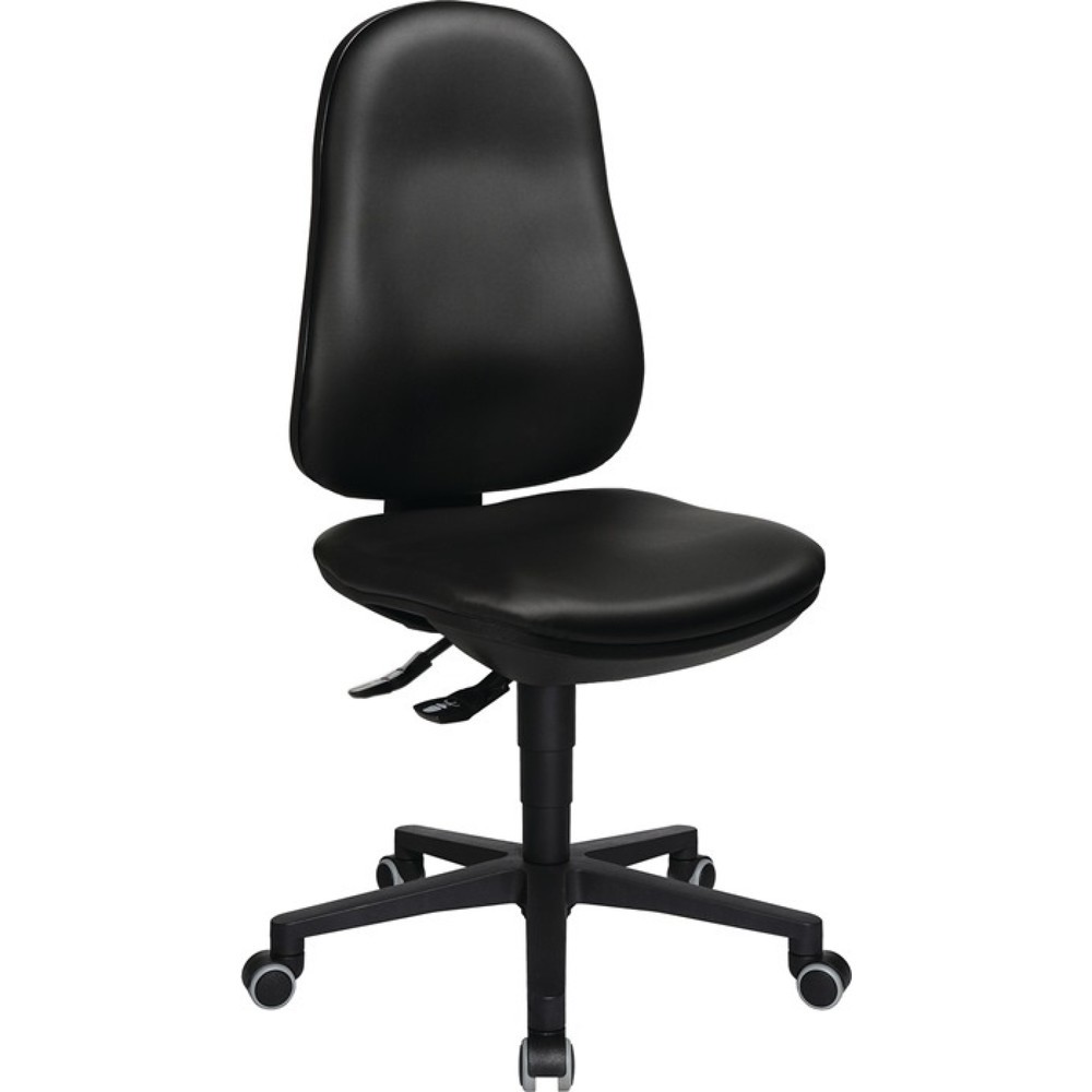 Produktabbildung: Topstar® Arbeitsdrehstuhl Point 70, Kunstlederpolster schwarz, Rollen, 410-530 mm