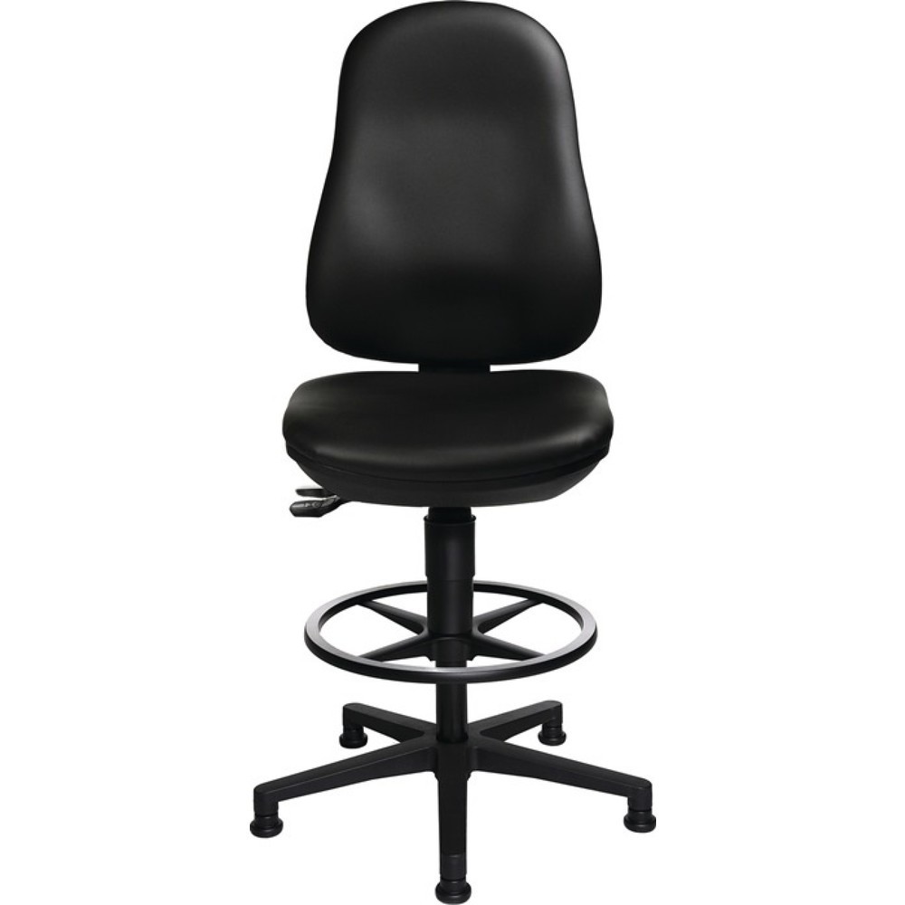 Produktabbildung Nr. 2: Chaise de travail pivotante Topstar® Point 70 C, rembourrage similicuir noir, patins + anneau repose-pieds, 590-840 mm