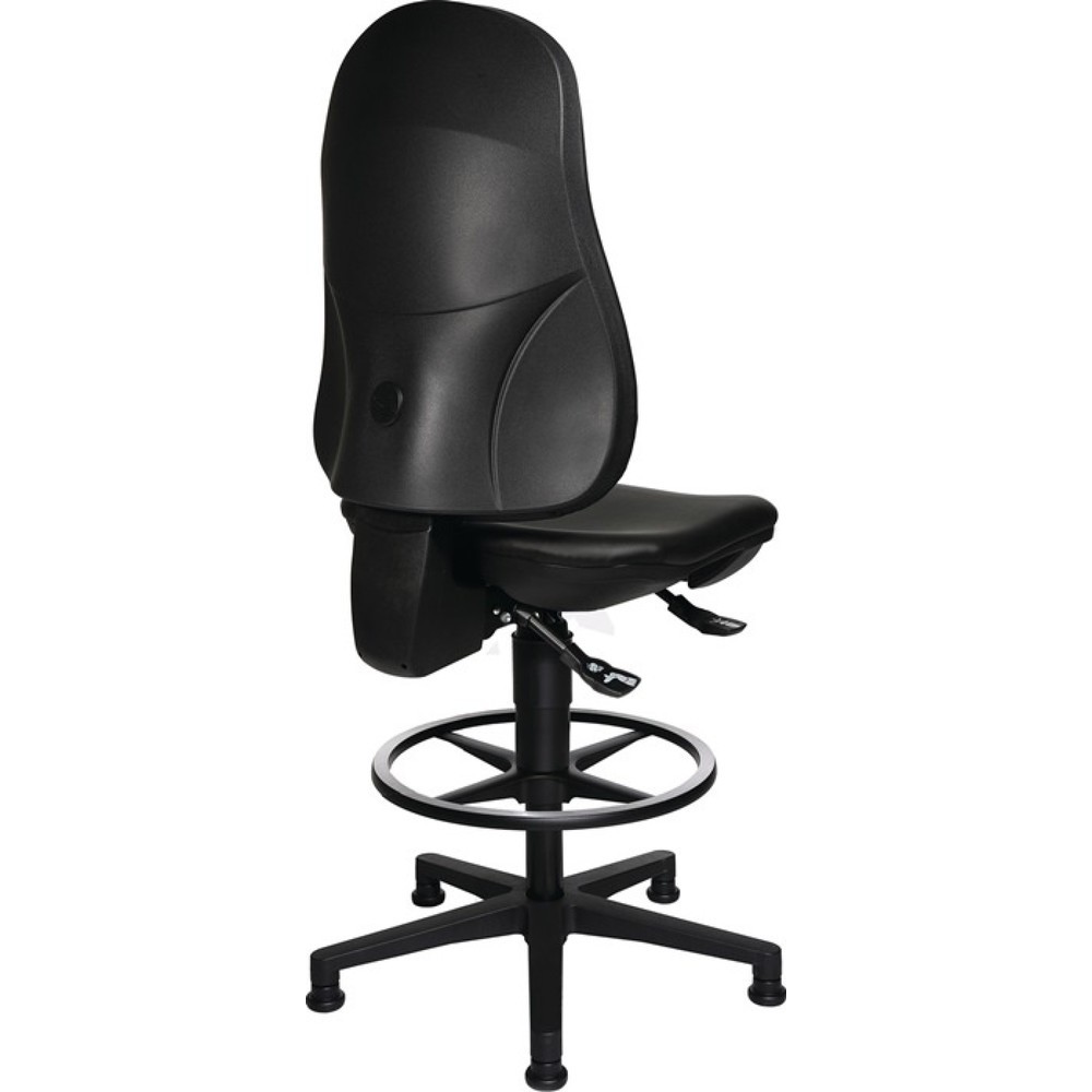 Produktabbildung Nr. 3: Chaise de travail pivotante Topstar® Point 70 C, rembourrage similicuir noir, patins + anneau repose-pieds, 590-840 mm