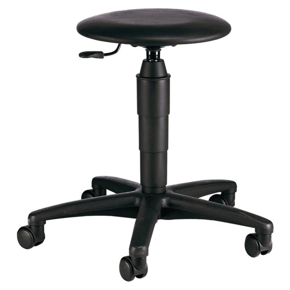 Illustration du produit: Tabouret pivotant Topstar®, rembourrage en similicuir noir, avec roulettes, hauteur d'assise réglable de 420 à 550 mm