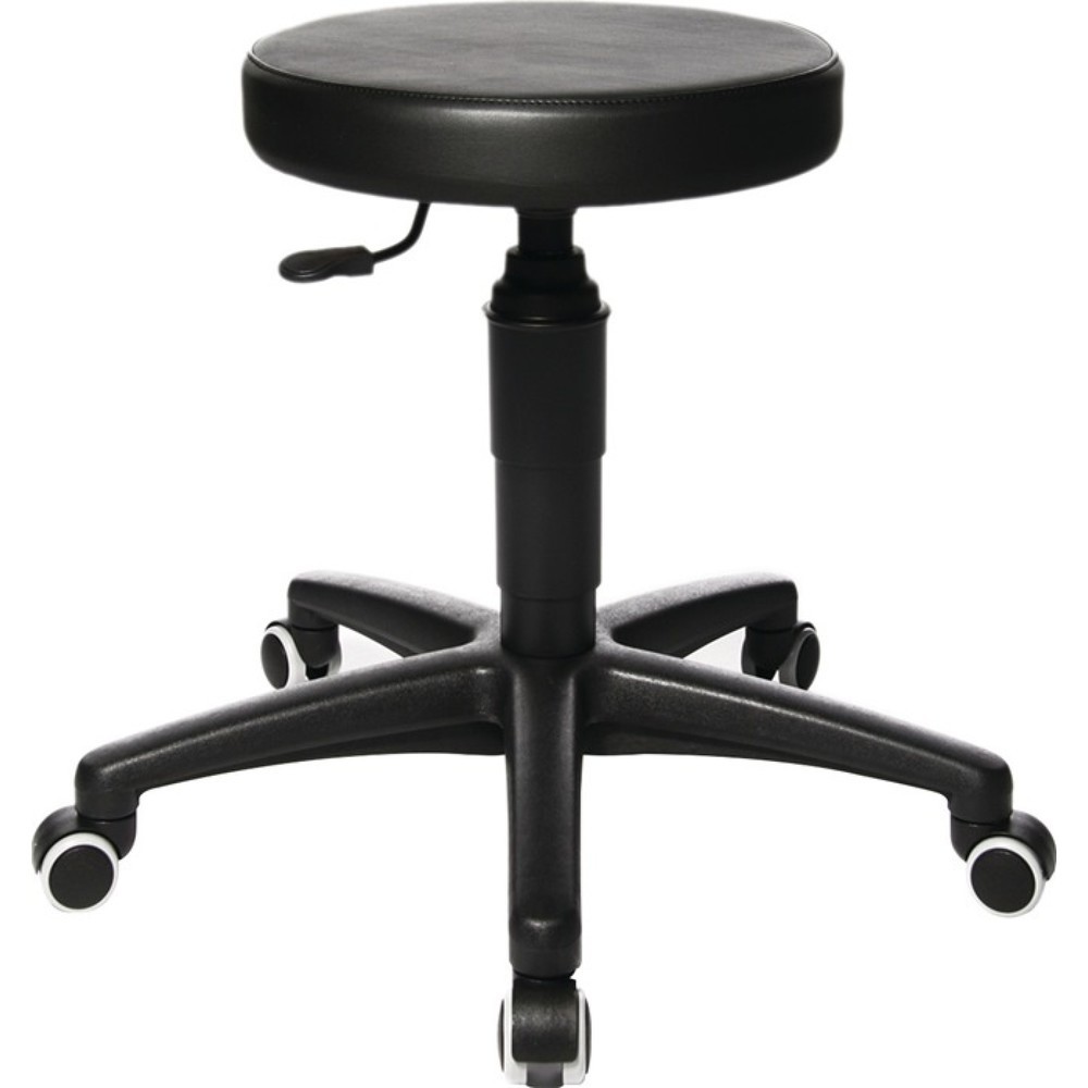 Illustration du produit: Tabouret pivotant Topstar® Tec 70, rembourrage en similicuir noir, avec roulettes, hauteur d'assise réglable de 390 à 520 mm