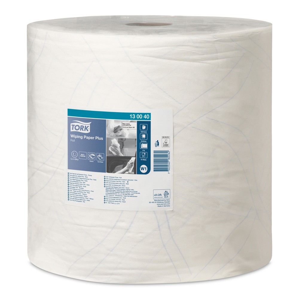 Produktabbildung: TORK® Wischtücher Extra Stark, EU Ecolabel, HxB 340 x 370 mm, 1 Rolle, weiss