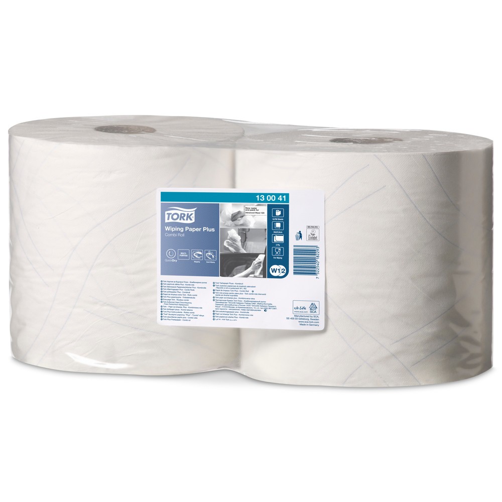Produktabbildung: TORK® Wischtücher Extra Stark, EU Ecolabel, HxB 340 x 235 mm, 2 Rollen, weiss