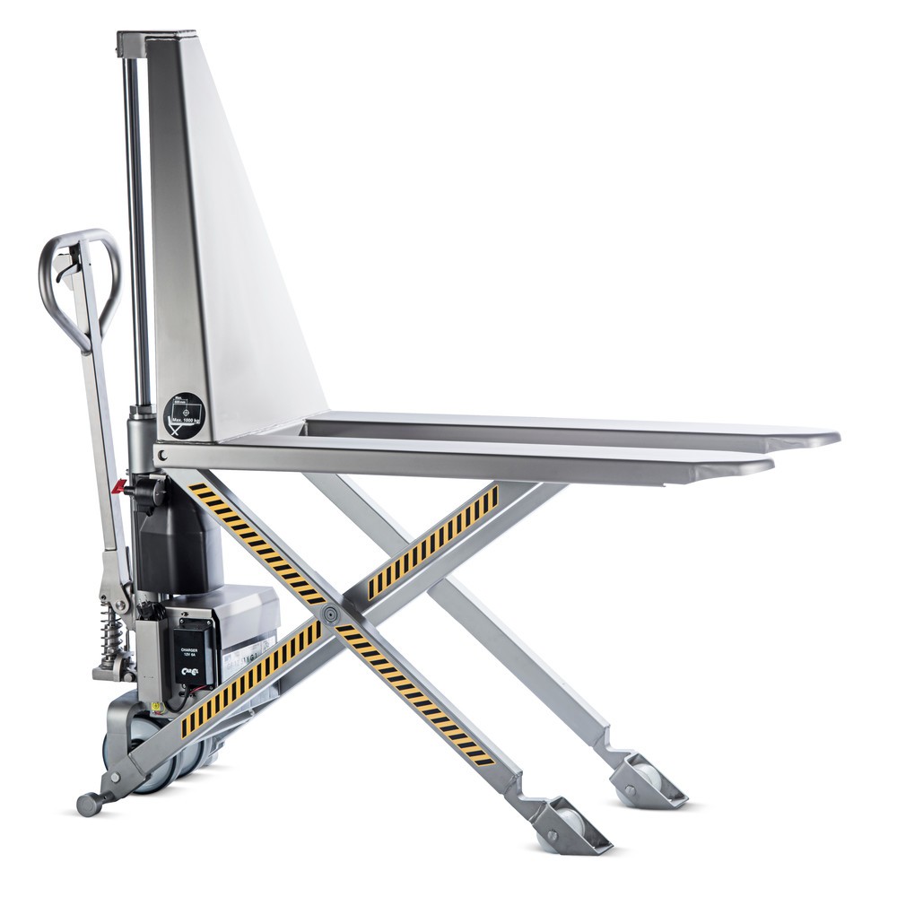 Produktabbildung Nr. 2: Transpalette à ciseaux en acier inoxydable INOX, électrohydraulique, longueur des fourches 1 200 mm, nylon