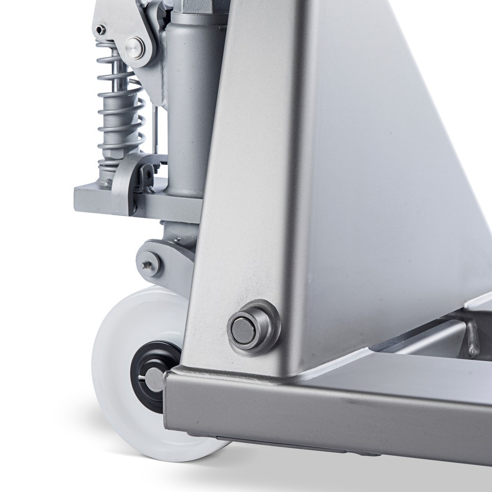 Produktabbildung Nr. 3: Transpalette manuel en acier inoxydable INOX, longueur des fourches 1 130 mm, nylon, galets tandem