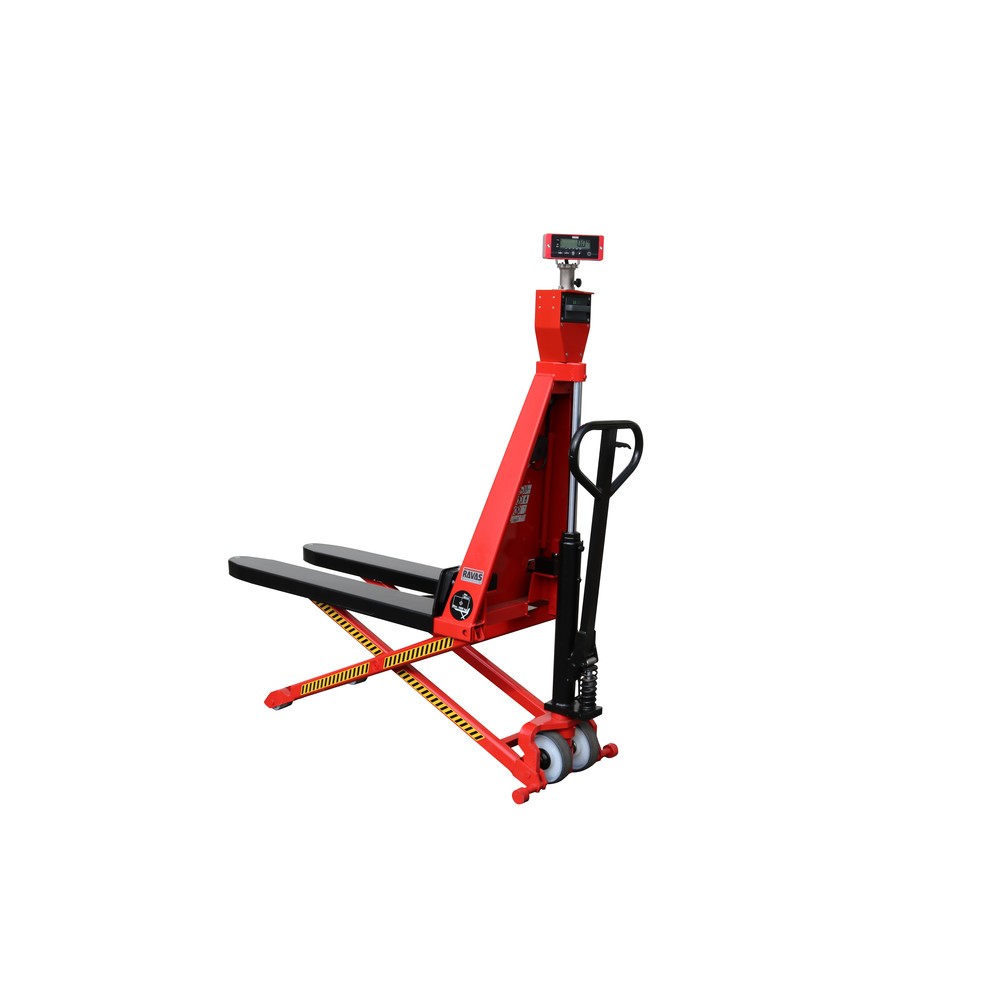 Produktabbildung Nr. 3: Ravas Transpalette à ciseaux avec balance, hydraulique manuel, capacité de charge 1 000 kg, longueur des fourches 1 200 mm, polyuréthane