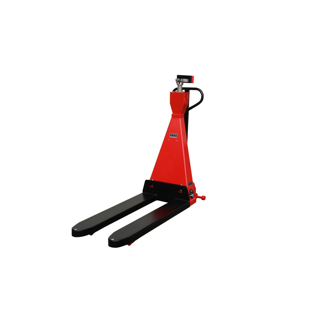 Produktabbildung Nr. 2: Ravas Transpalette à ciseaux avec balance, hydraulique manuel, capacité de charge 1 000 kg, longueur des fourches 1 200 mm, polyuréthane