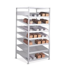 Produktabbildung: Rayonnage dynamique pour palettes META TA, bilatéral, avec tablettes, profondeur 1 000 mm