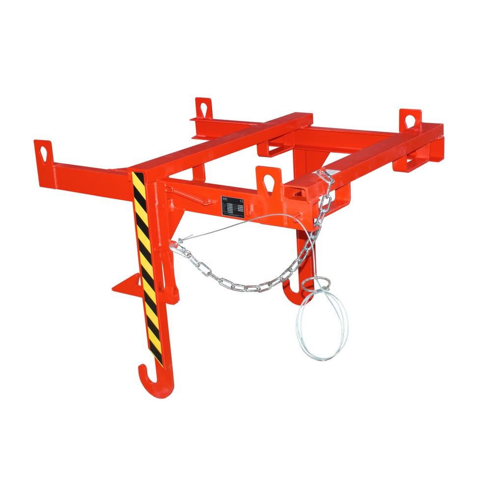 Produktabbildung: Traverse Typ BKT für Bauer® stapelbare Kippbehälter, TK 2.000 kg, Volumen 0,9 m³, RAL 3000 feuerrot