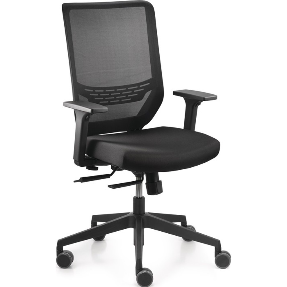 Illustration du produit: Siège de bureau pivotant TREND OFFICE Mesh, noir 410-520 mm, accoudoirs, réglable en largeur et en hauteur, avec système synchrone