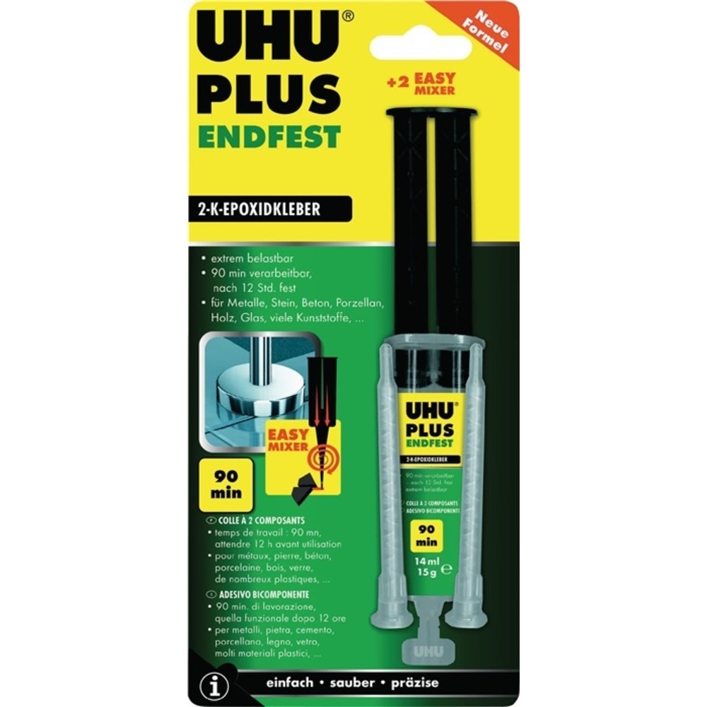 Produktabbildung Nr. 2: UHU 2K-Epoxidharzklebstoff PLUS ENDFEST 15g gelblich Doppelspritze