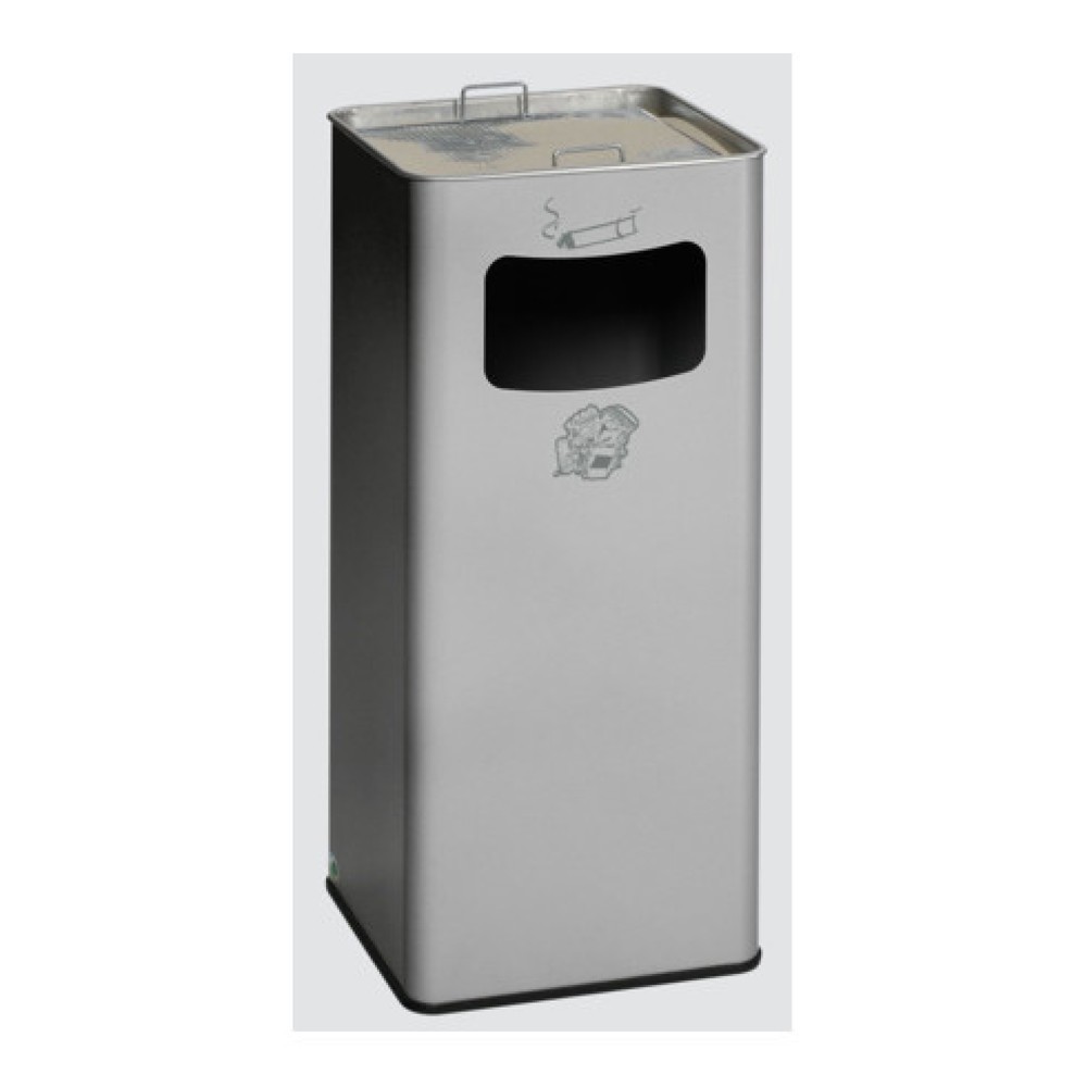 Produktabbildung: VAR® Ascher-Abfall-Kombination, Standmodell, 53,4 Liter, silber