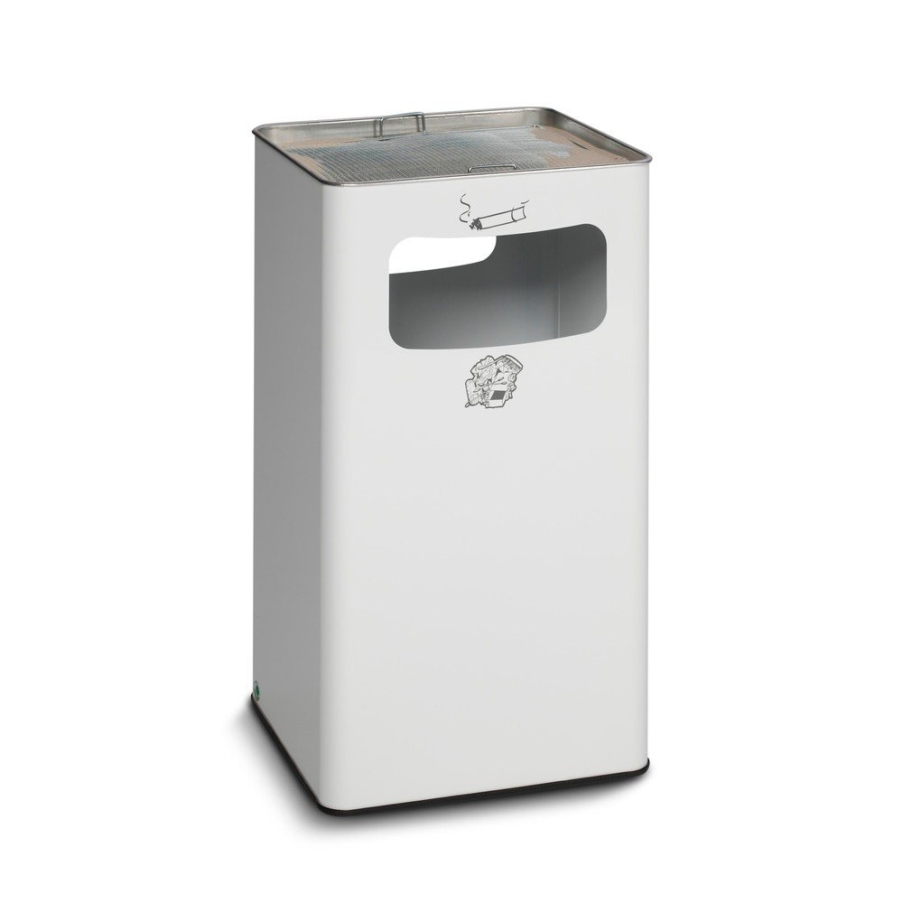 Produktabbildung: VAR® Ascher-Abfall-Kombination, Standmodell, 96,1 Liter, verkehrsweiss
