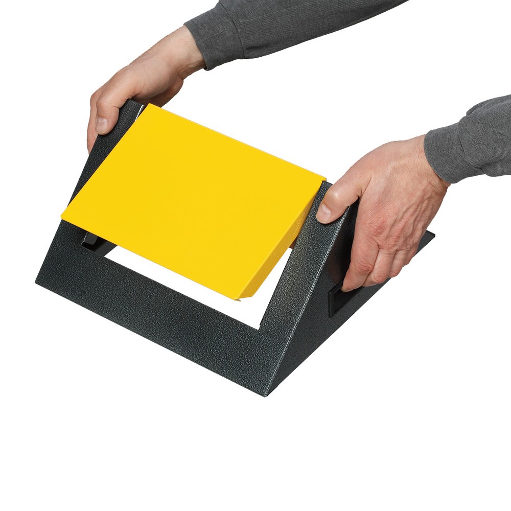 Produktabbildung Nr. 2: VAR® Collecteur de déchets, 60 litres, autoextinguible, corps argent antique, couvercle rectangulaire / jaune