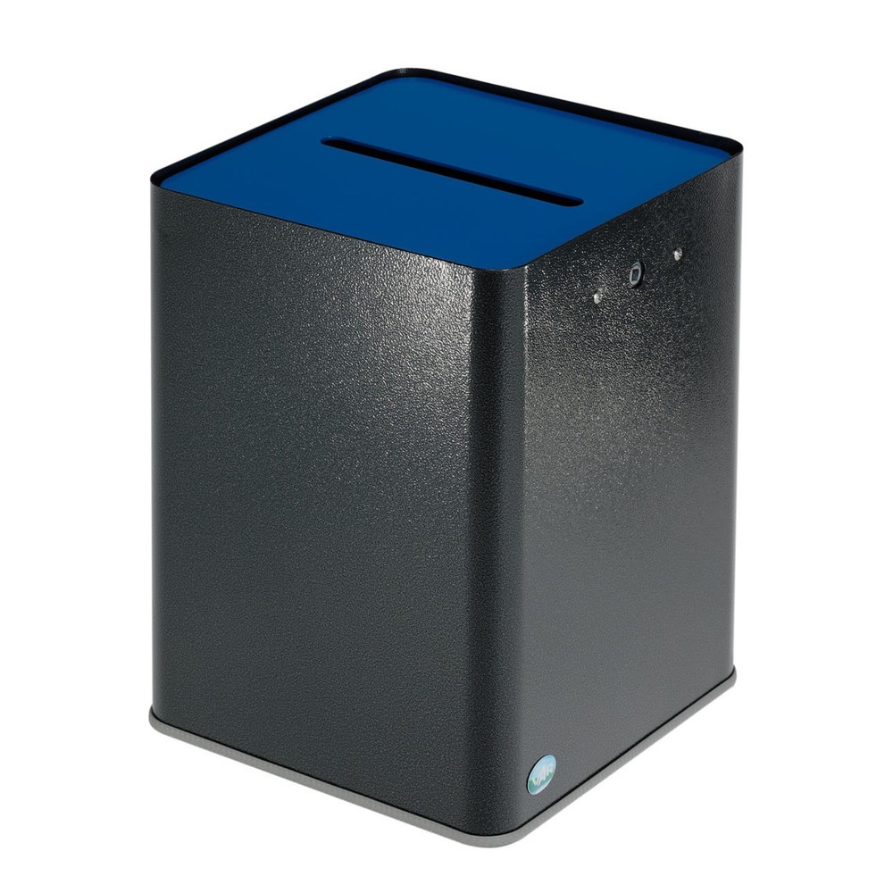 Produktabbildung: VAR ® Papiersammler P40, DSGVO-konform, antiksilber/blau