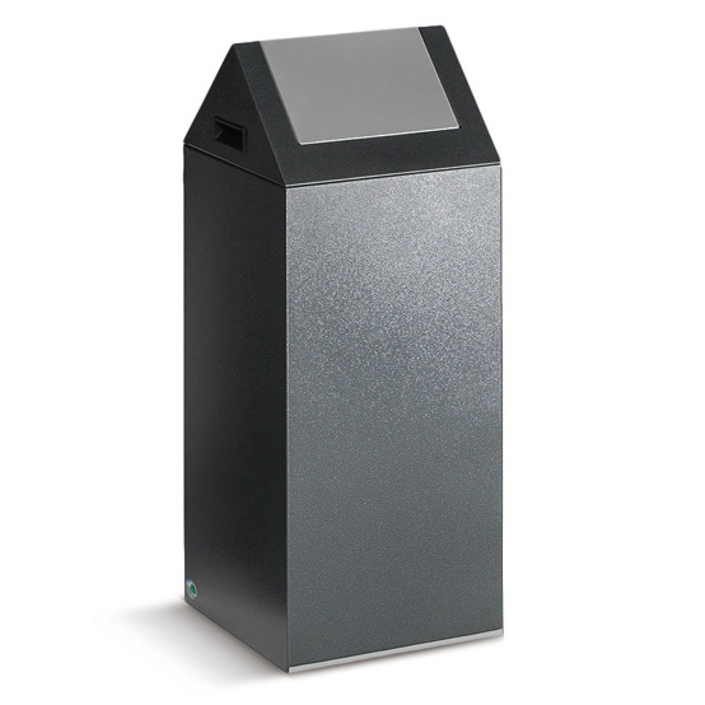 Produktabbildung: VAR® Wertstoffsammler, 60 Liter, selbstlöschend, Korpus antik-silber, Deckel eckig/silber