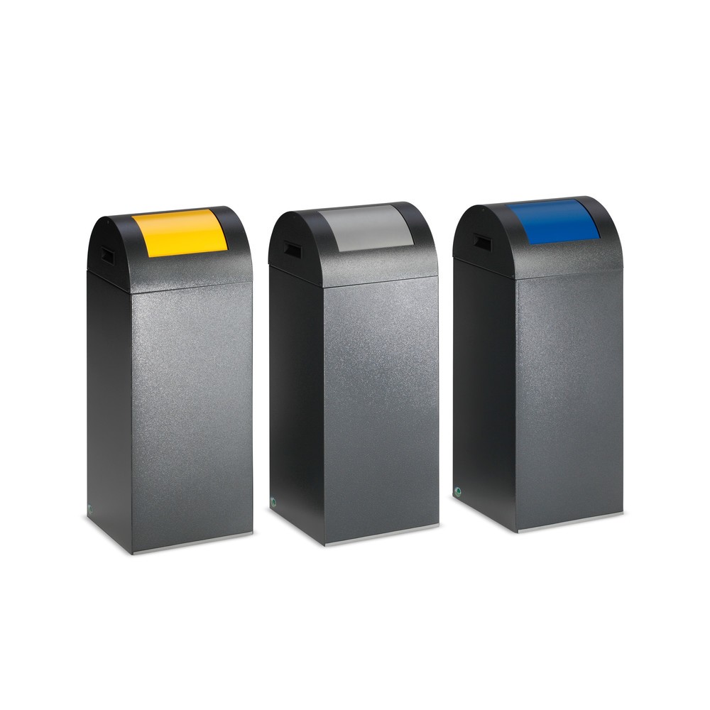 Produktabbildung: VAR® Wertstoffsammler, 60 Liter, selbstlöschend, Korpus antik-silber, Deckel rund/silber