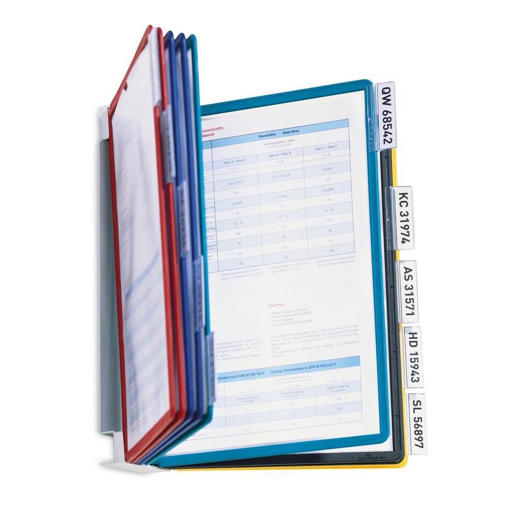 Produktabbildung: Vario® Komplett-Set Wandhalter, 10 Sichttafeln, farblich sortiert