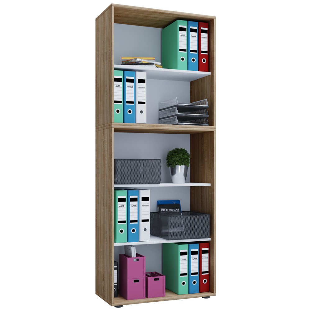 Produktabbildung Nr. 1: VCM Büroregal Lona, 5 Fächer, HxBxT 1.780 x 700 x 400 mm, Sonoma-Eiche