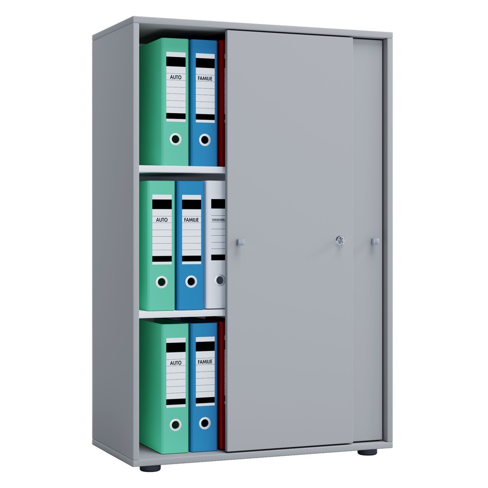 Produktabbildung Nr. 1: VCM Büroschrank Lona mit Schiebetüren, 3 Fächer, HxBxT 1.110 x 700 x 400 mm, grau
