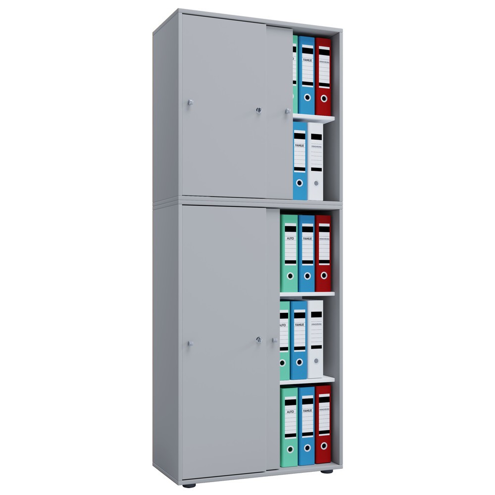 Produktabbildung Nr. 1: VCM Büroschrank Lona mit Schiebetüren, 5 Fächer, HxBxT 1.780 x 700 x 400 mm, grau