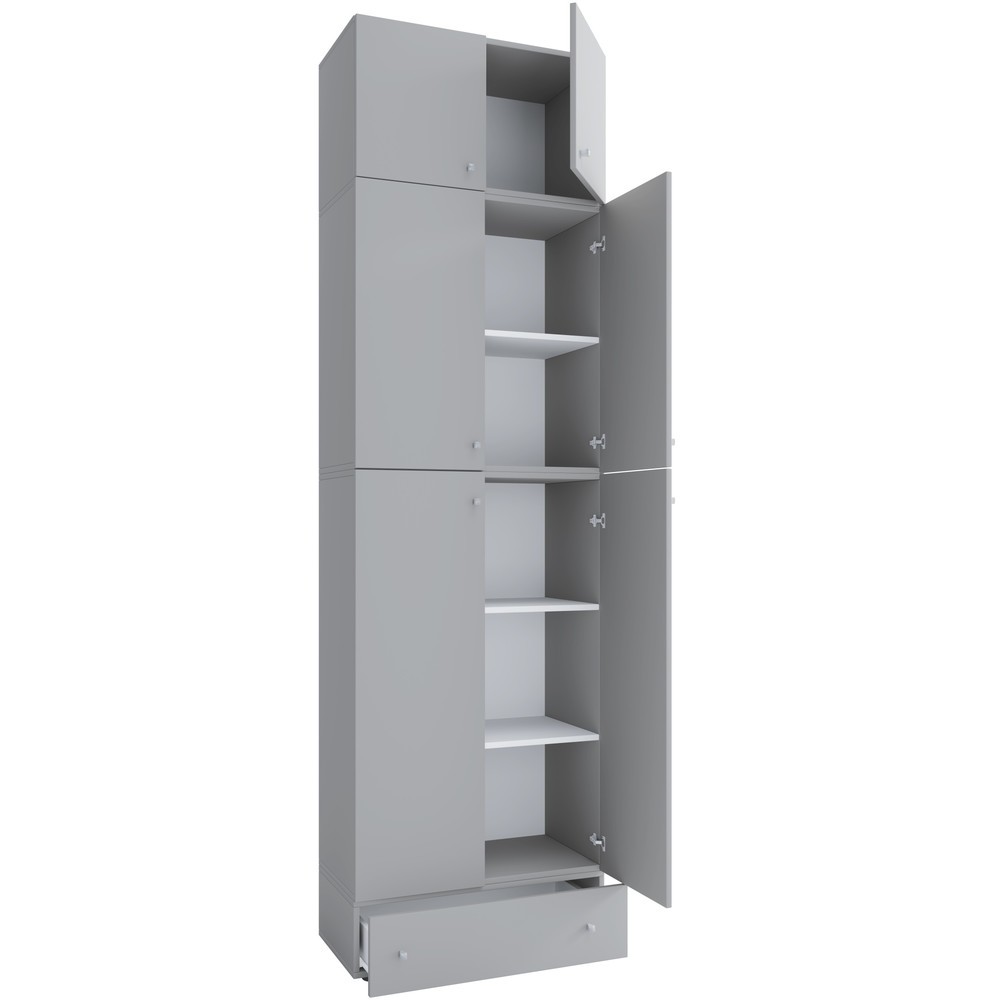 Produktabbildung: VCM Büroschrank Lona XXL Drehtüren, mit Aufsatz u. Schublade, grau