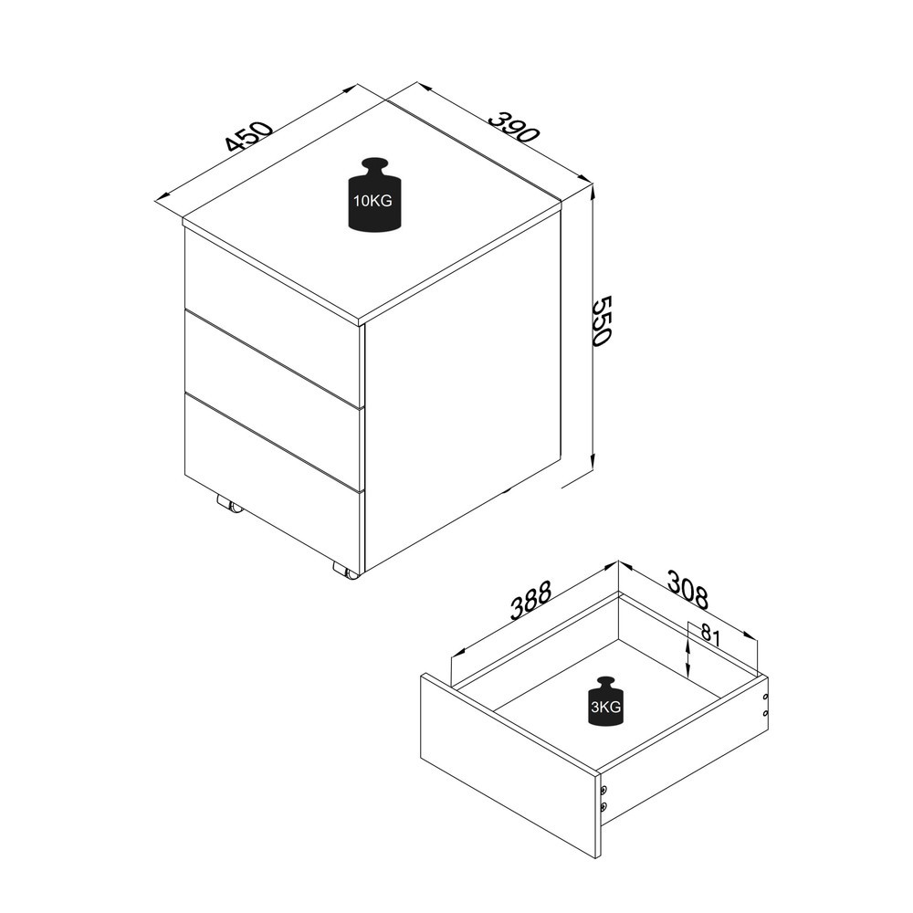 Produktabbildung Nr. 5: VCM Rollcontainer Dalosa 45 3-SB, weiss