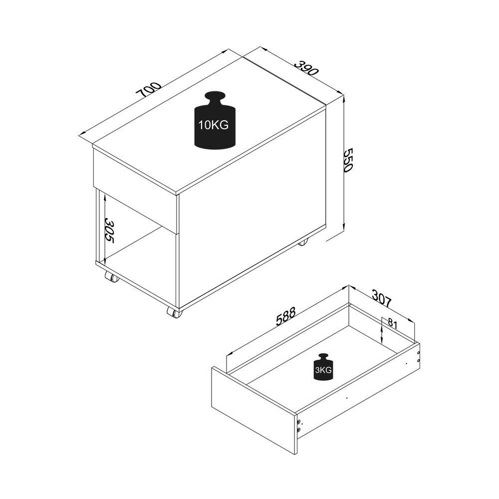 Produktabbildung Nr. 2: VCM Rollcontainer Dalosa 70 1-SB, anthrazit