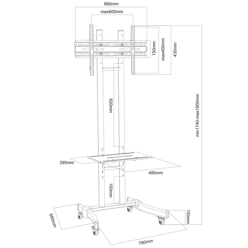 Produktabbildung Nr. 5: VCM TV-Standfuss B-MS 190 höhenverstellbar, schwarz