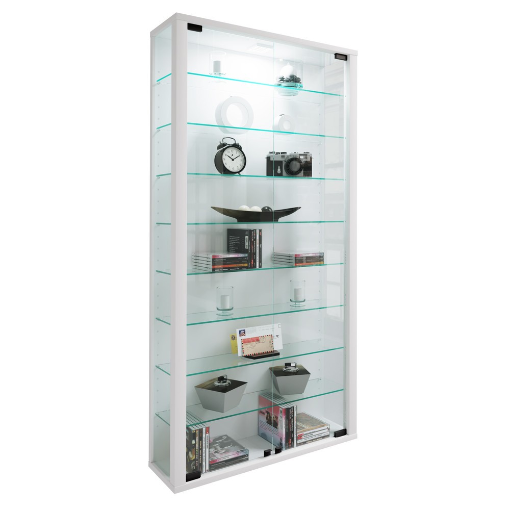 Produktabbildung: VCM Wandvitrine Vitrosa Maxi, inkl. LED-Beleuchtung, weiss