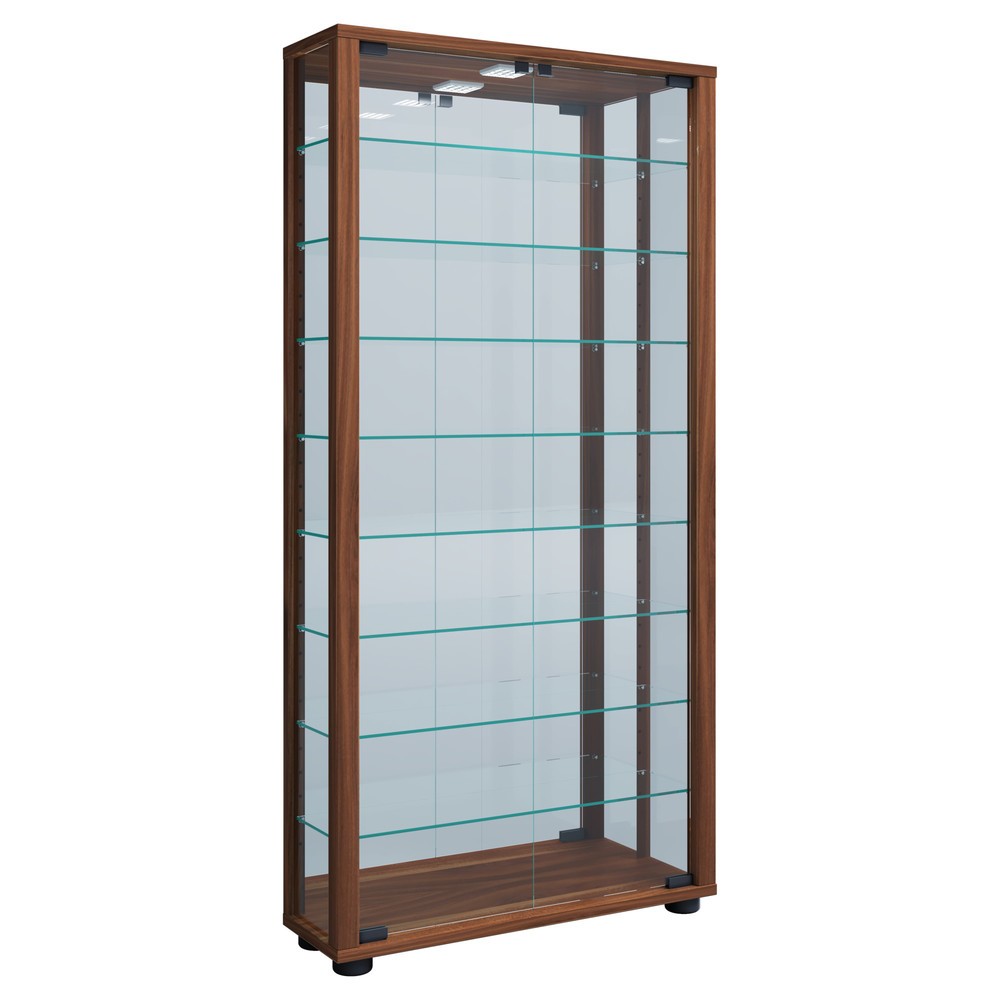 Produktabbildung: VCM Wandvitrine Vitrosa Maxi mit Spiegel, Kern-Nussbaum