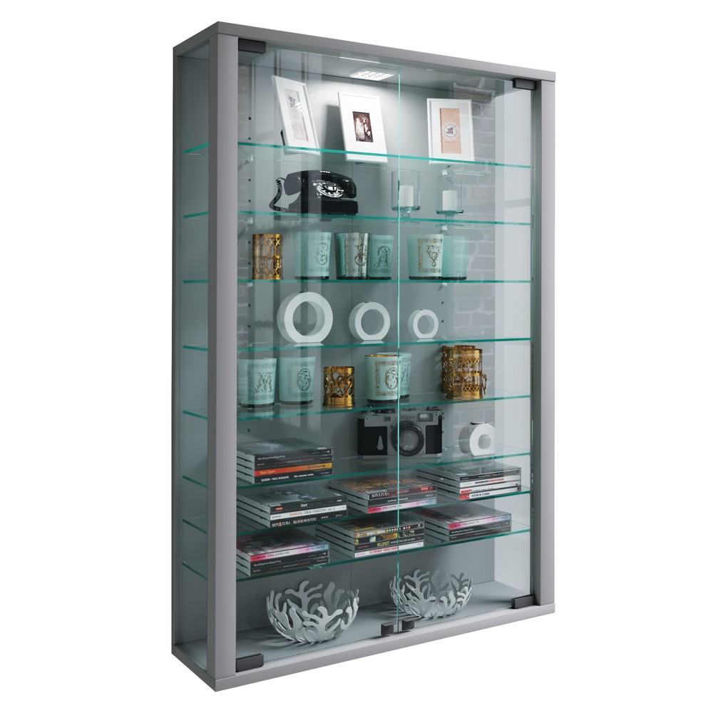Produktabbildung Nr. 1: VCM Wandvitrine Vitrosa Mini, inkl. LED-Beleuchtung, silber