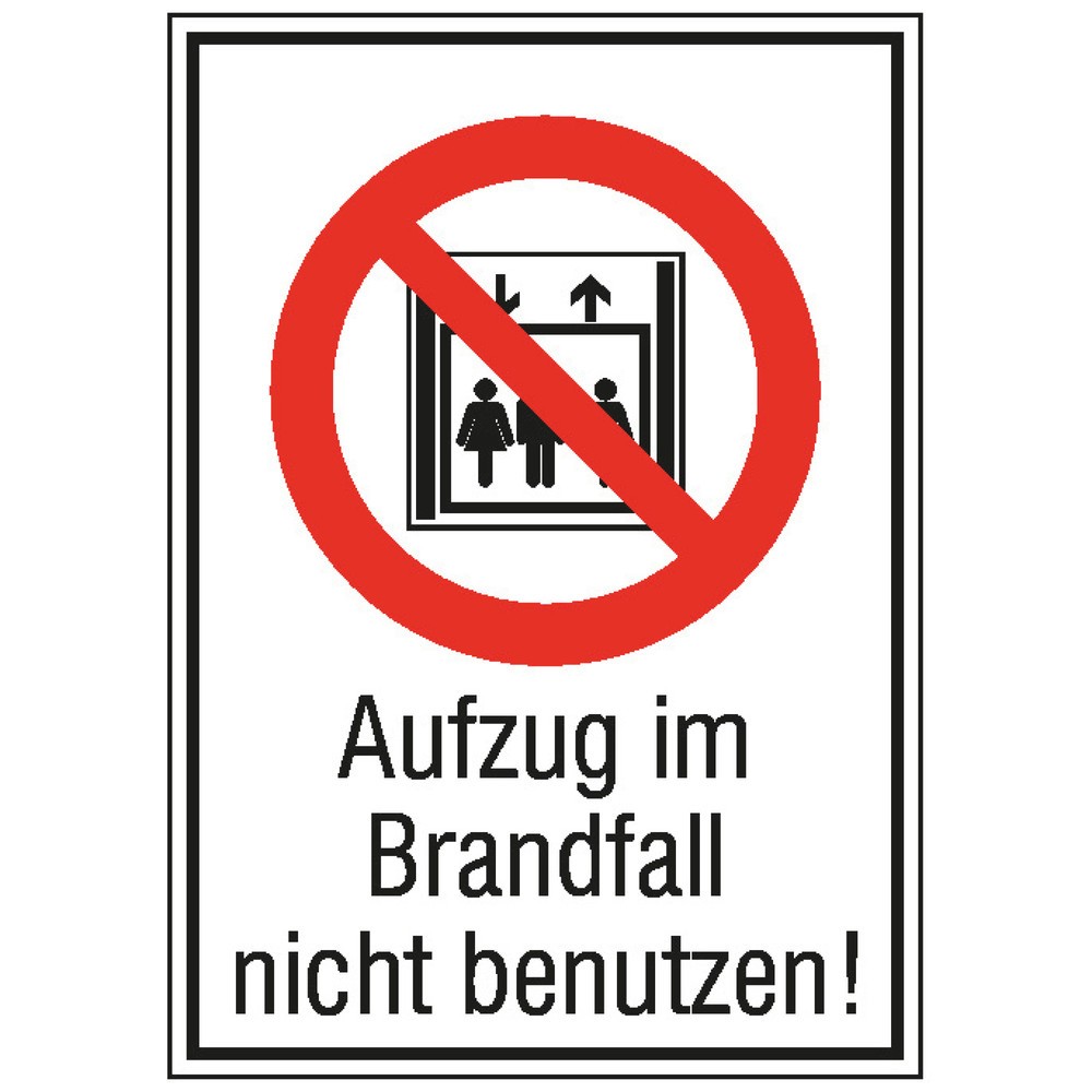 Produktabbildung: "Aufzug im Brandfall nicht benutzen", HxB 148 x 105 mm, Folie