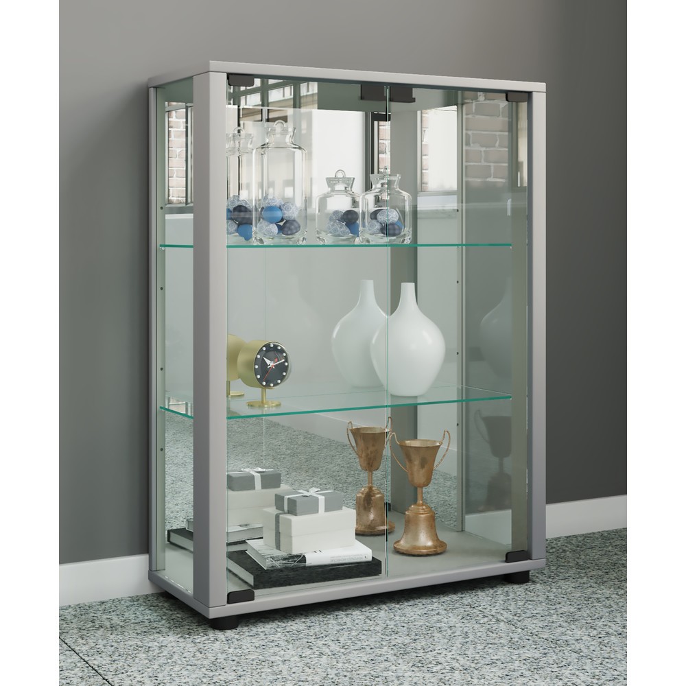 N° de l'image du produit 3 : Vitrine à poser VCM Sintalo avec Miroir, avec éclairage LED, argent