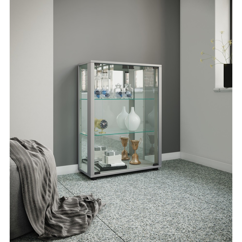 N° de l'image du produit 4 : Vitrine à poser VCM Sintalo avec Miroir, avec éclairage LED, argent