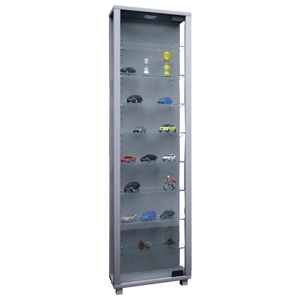 Illustration du produit: Vitrine Edana Maxi, avec 8 tablettes, sans éclairage, argent