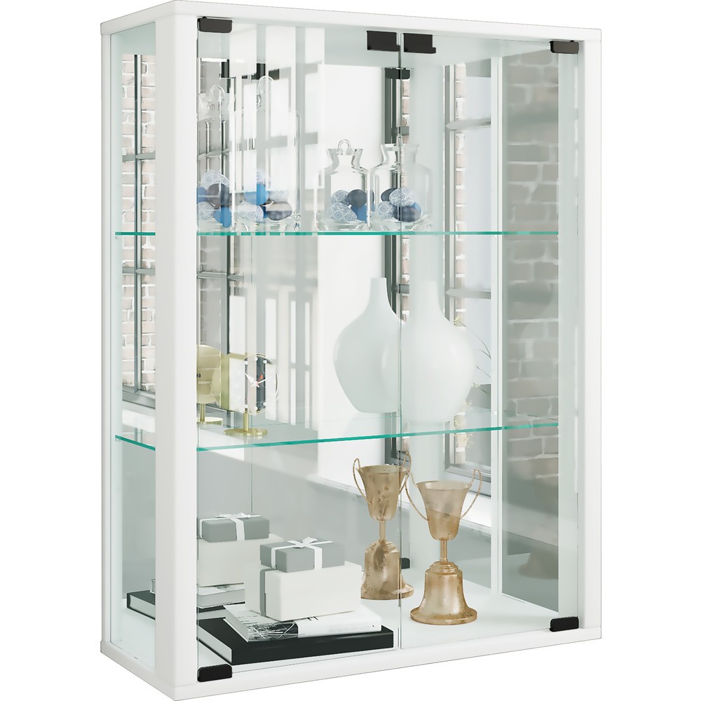 Illustration du produit: Vitrine murale Udina avec miroir, blanc