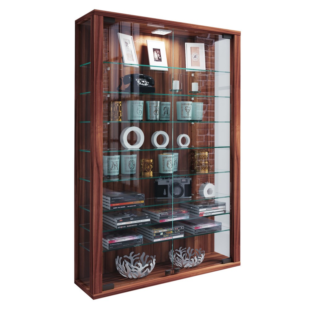 Produktabbildung Nr. 1: Vitrine murale Vitrosa Mini, éclairage à LED inclus, cœur de noyer