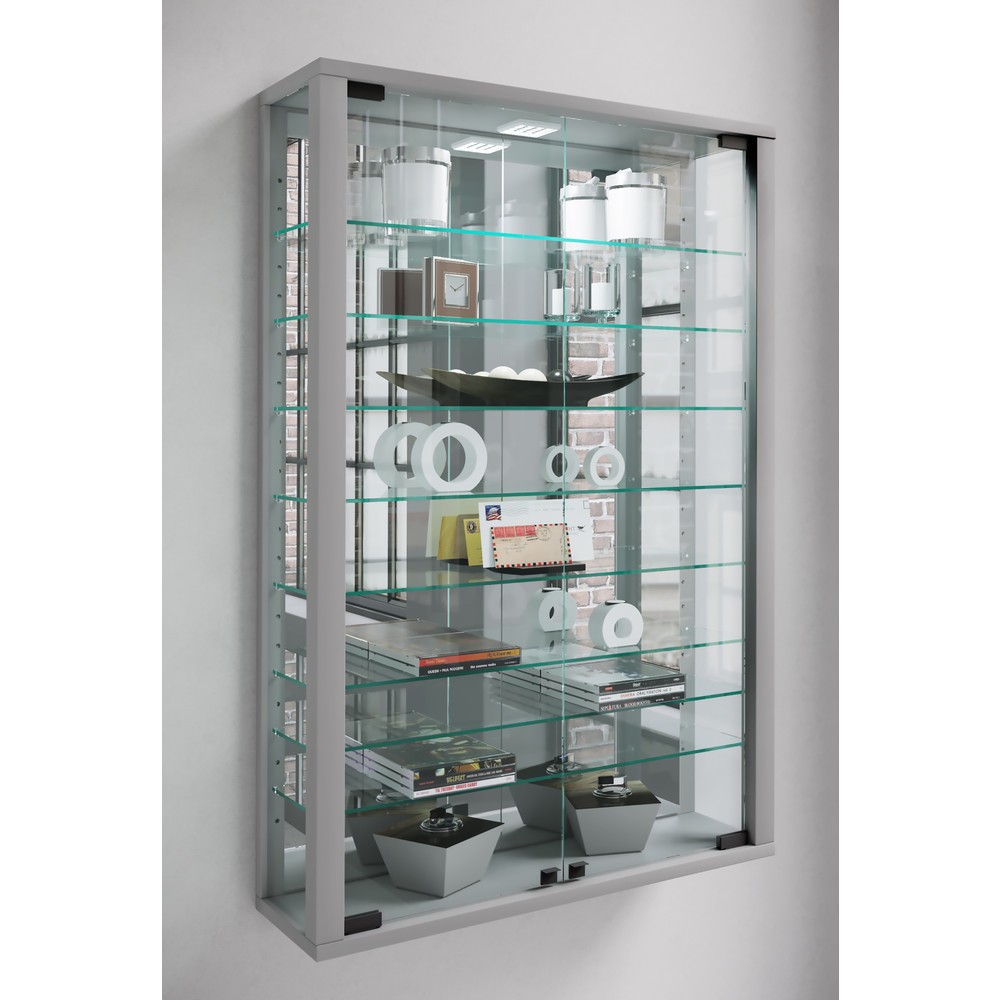Produktabbildung Nr. 3: Vitrine murale Vitrosa Mini avec miroir, éclairage à LED inclus, couleur argent