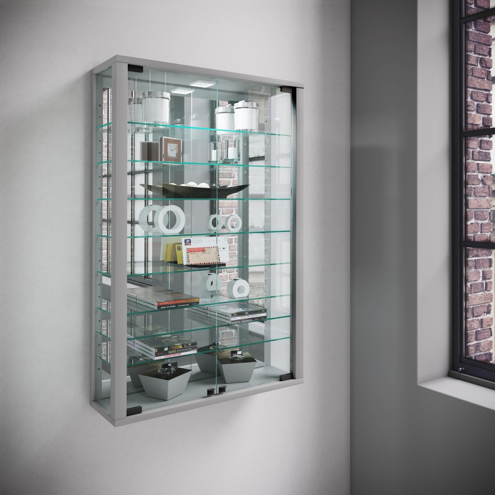 Produktabbildung Nr. 4: Vitrine murale Vitrosa Mini avec miroir, éclairage à LED inclus, couleur argent