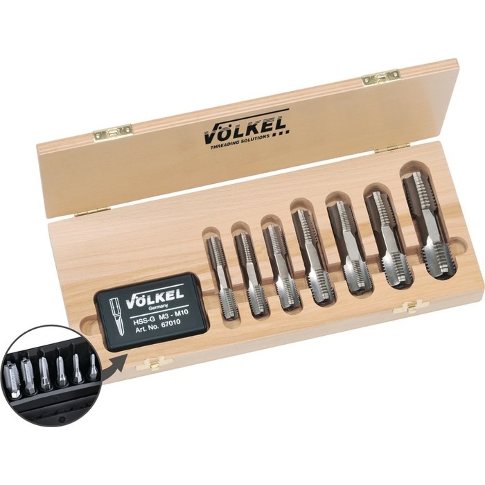 Produktabbildung: VÖLKEL Handgewindebohrersatz HexTap G1/8-1 Zoll HSSG ISO2 (6H)