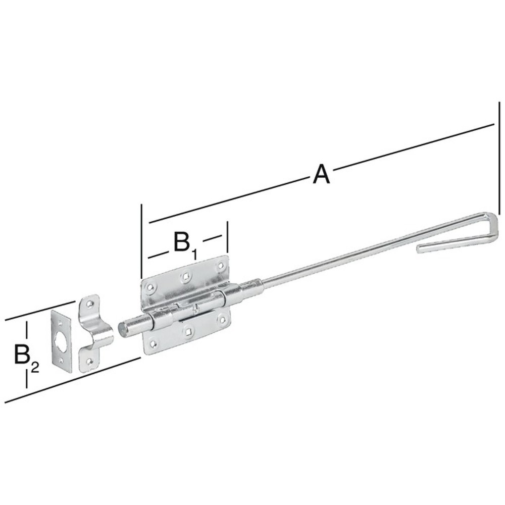 Illustration du produit: VORMANN Bolzenstangenriegel, Länge 400 mm Breite 100 mm, Stahl blau verzinkt, Bolzen-Ø 16 mm