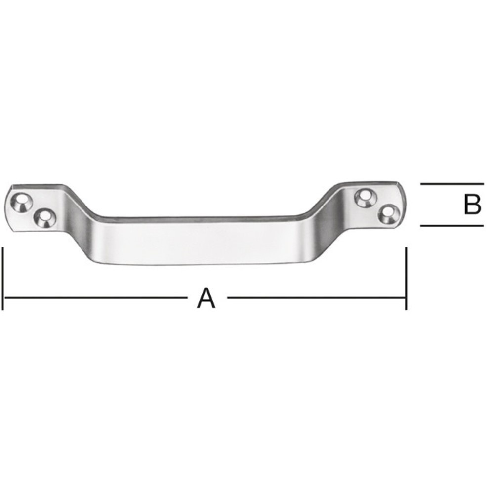 Produktabbildung: VORMANN Handgriff, Edelstahl, Länge 160 mm Breite 20 mm, Anzahl Löcher 4