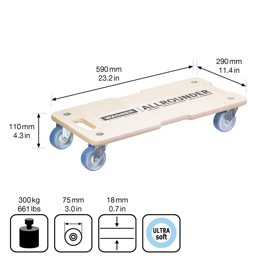 Produktabbildung Nr. 2: WAGNER Aide au transport BIRKE Multiplex - 59 x 29 x 11 cm, capacité de charge 300 kg
