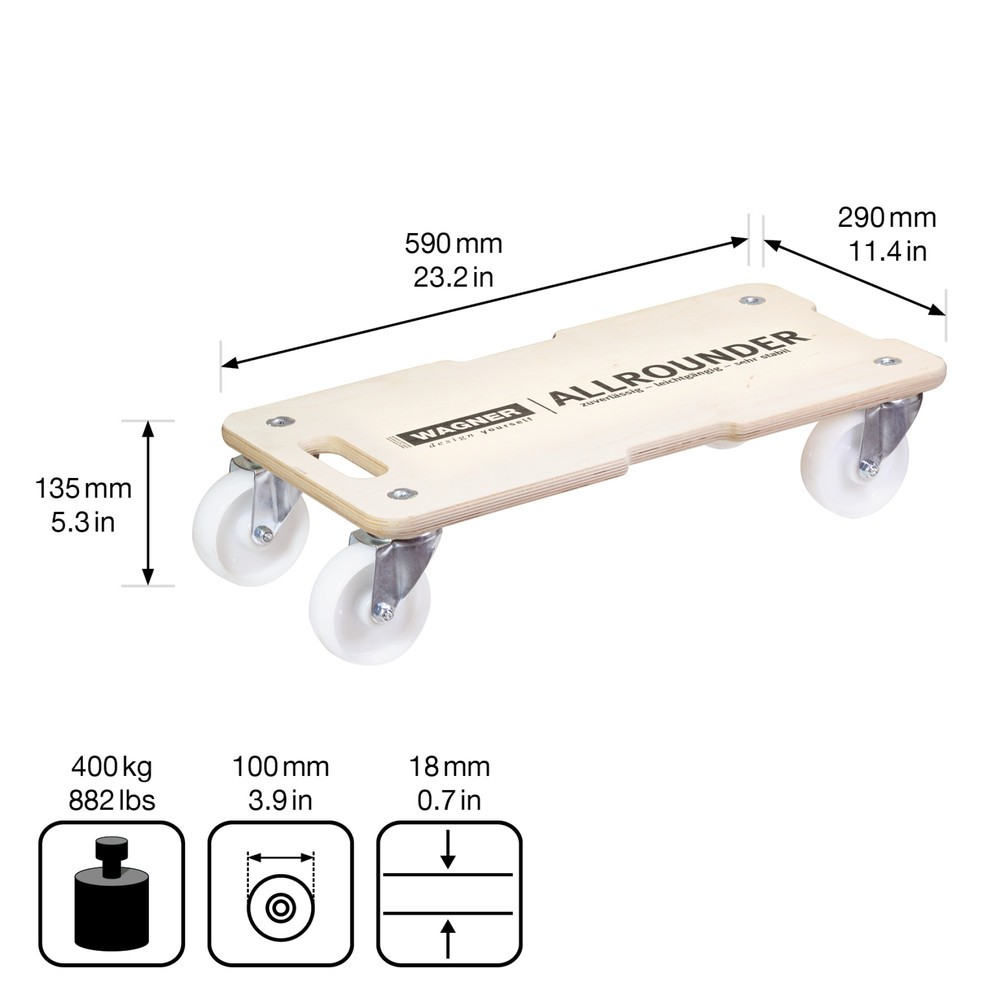 Produktabbildung Nr. 2: WAGNER Aide au transport BIRKE Multiplex - 59 x 29 x 13,5 cm, capacité de charge 400 Kg