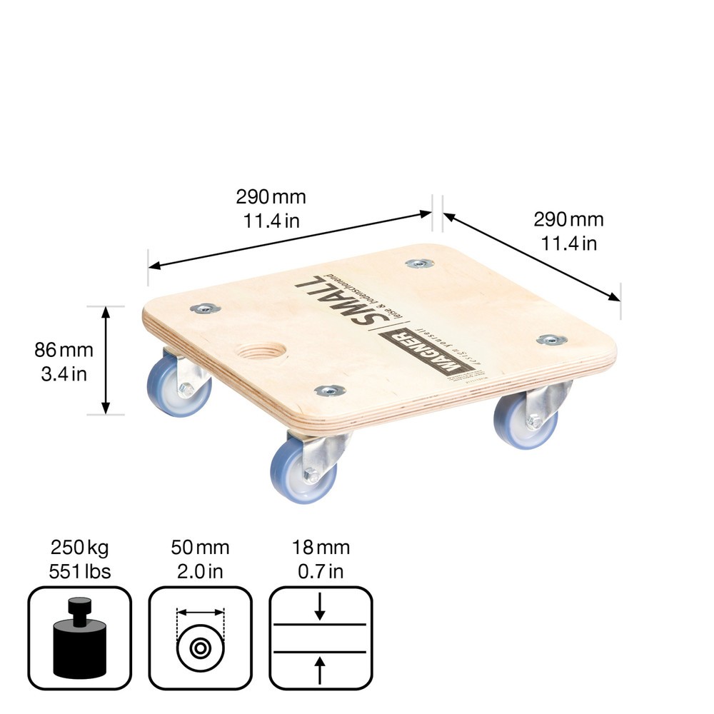 Produktabbildung Nr. 2: WAGNER Aide au transport BIRKE Multiplex - 29 x 29 x 8,5 cm, capacité de charge 250 Kg