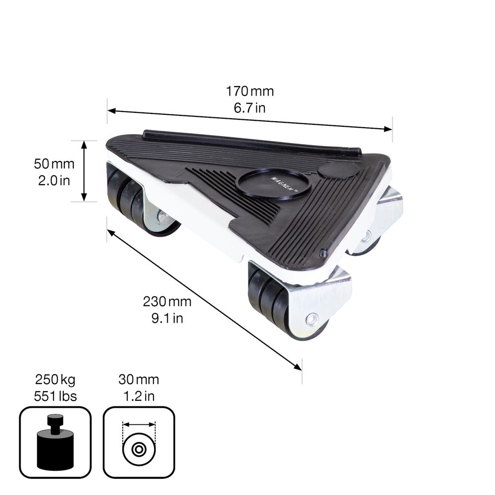 Produktabbildung Nr. 2: WAGNER Aide au transport DELTA 4 pces - 17 x 23 x 17 x 5 cm, capacité de charge 450 kg